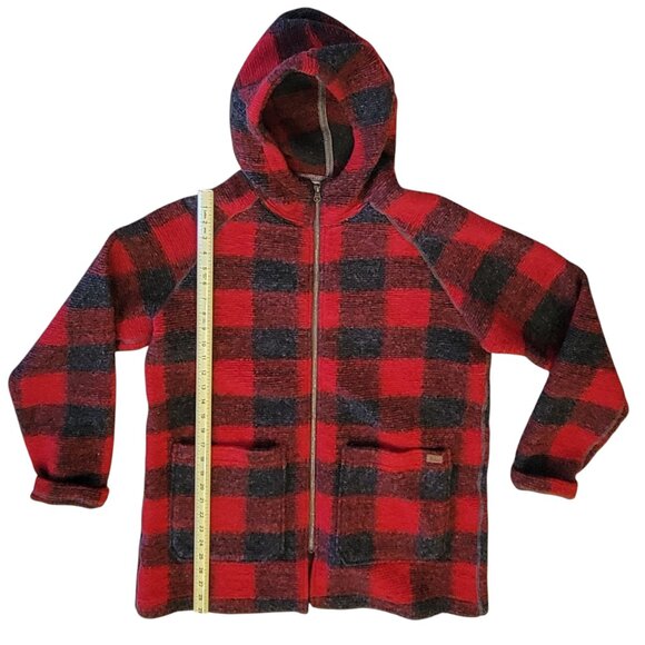 Woolrich Chilly Days Wool Blend Plaid Hooded Barn Coat Jacket Size Large New - Picture 9 of 14